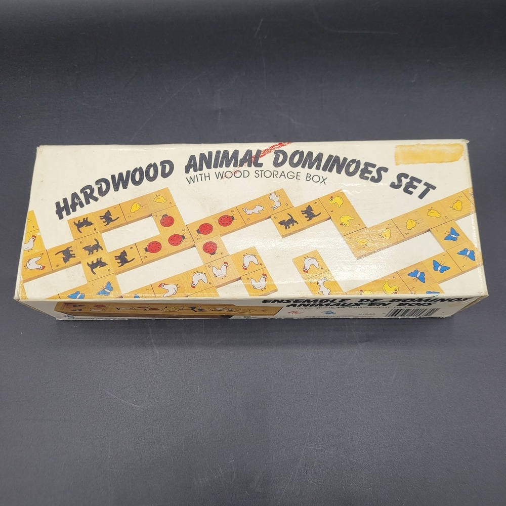 Vintage Hardwood Animal Dominoes Set Chickens Ducks Cats Ladybugs 28 piece